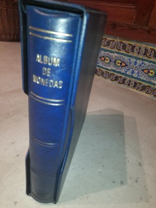 Álbum de Monedas Azul con Cajetín y 9 Hojas