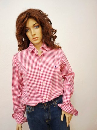 Camisa Polo Ralph Lauren cuadros rosa y blanco