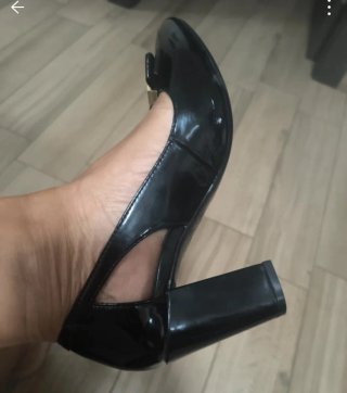 Scarpe donna Estrada tacco nero oro Mai indossatae