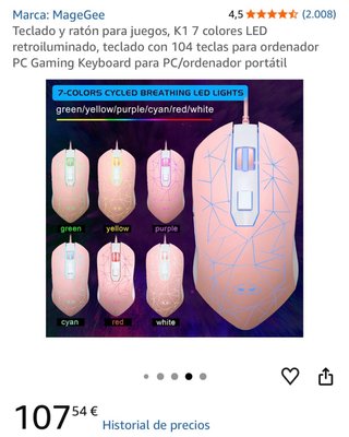 Teclado y Ratón Gaming RGB Rosa MageGee