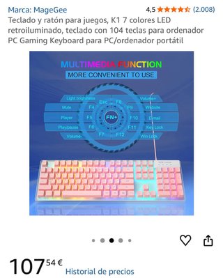 Teclado y Ratón Gaming RGB Rosa MageGee