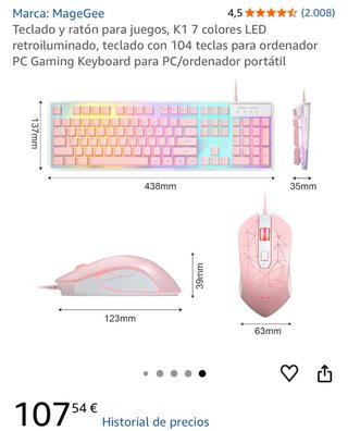 Teclado y Ratón Gaming RGB Rosa MageGee