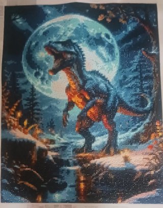 Lienzo Pintura Diamante Dinosaurio Luna
