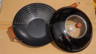 Wok Hierro Thai Oroley Negro con Rejilla y Tapa
