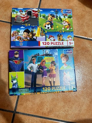 2 Puzzles Trefl 120 piezas Paw Patrol y Scooby Doo
