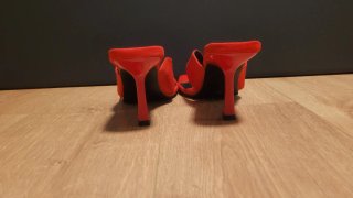 Sandalias tacón tiras rojas