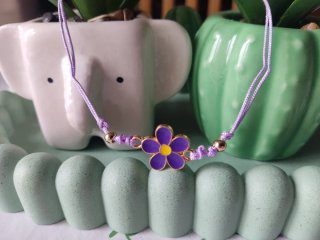 Pulsera Flor Morada y Dorada