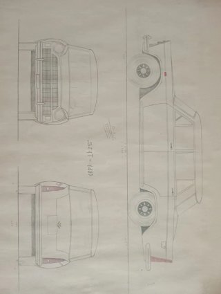 Dibujo SEAT 1400 firmado 1961