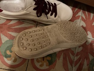 Tod's White and Maroon Leather Sneakers