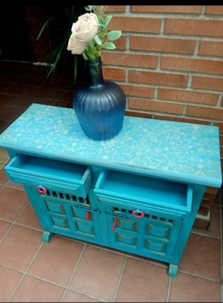 Aparador/Consola Madera Azul Turquesa