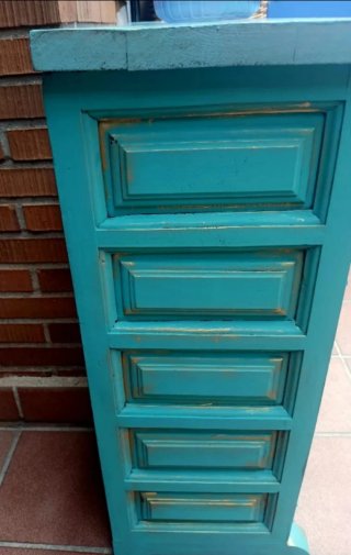 Aparador/Consola Madera Azul Turquesa