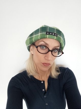 Berretto marinaio a quadri verde da donna