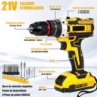 TALADRO PERCUTOR KIT INALÁMBRICO 21V (NUEVO)