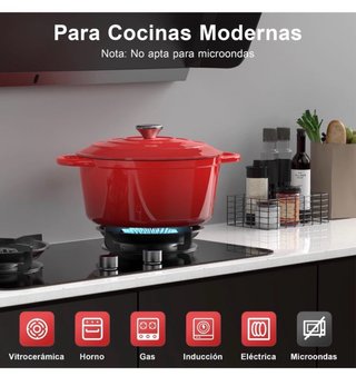Olla Roja Hierro Fundido con Asas