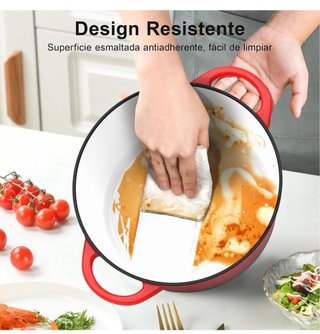 Olla Roja Hierro Fundido con Asas