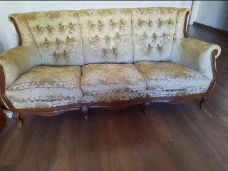 Sofá Luis XVI vintage tela y madera