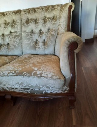 Sofá Luis XVI vintage tela y madera