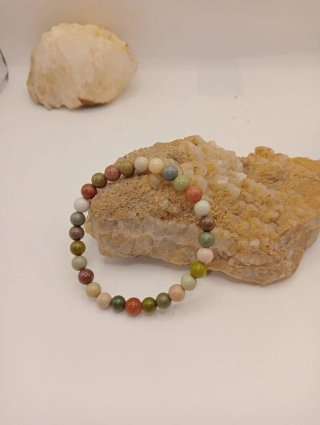 Pulsera Jaspe Polícromo Natural 6mm Elástica