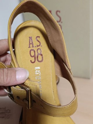 Sandalias tacón A.S.98 mujer T.40 mostaza