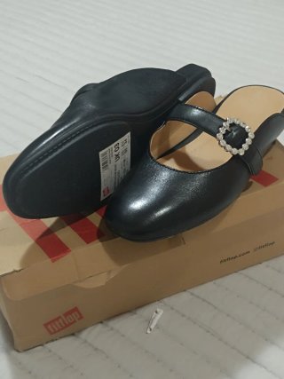 Mules/Merceditas FitFlop Piel Negro Hebilla