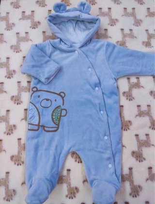 Buzo bebé 0-3 meses azul con osito