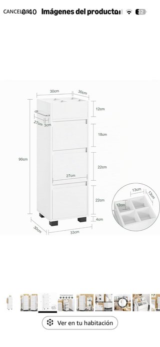 Mueble baño estrecho blanco