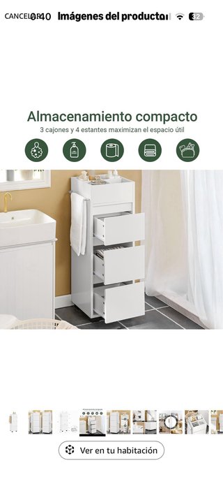 Mueble baño estrecho blanco