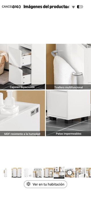 Mueble baño estrecho blanco