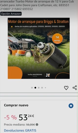 Motor arranque Briggs & Stratton 14 dientes