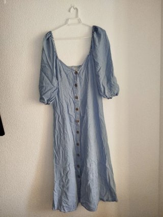 Vestido midi vaquero abotonado Zara Woman Premium