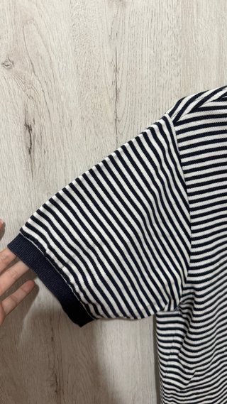Polo Lacoste Rayas Azul y Blanco