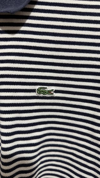 Polo Lacoste Rayas Azul y Blanco