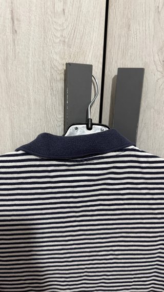 Polo Lacoste Rayas Azul y Blanco
