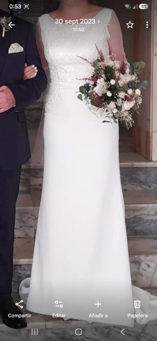 Vestido de Novia Blanco Encaje Manga Larga