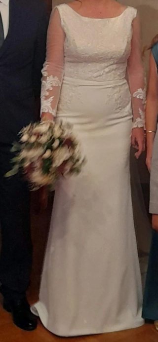 Vestido de Novia Blanco Encaje Manga Larga