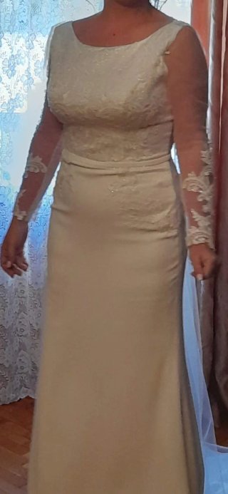 Vestido de Novia Blanco Encaje Manga Larga
