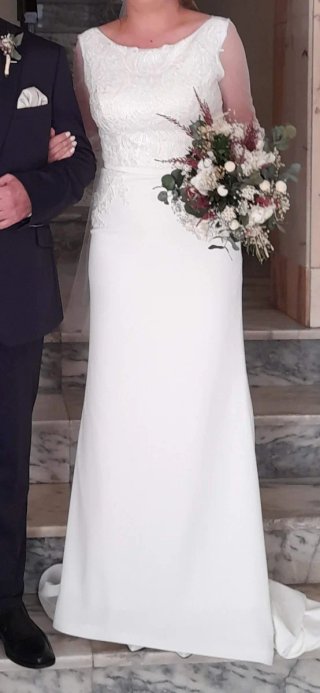 Vestido de Novia Blanco Encaje Manga Larga