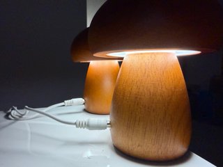 2Lámparas Seta Madera Recargable Marrón