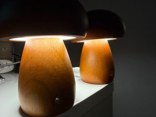 2Lámparas Seta Madera Recargable Marrón