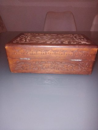 Caja India Madera Tallada Artesanal