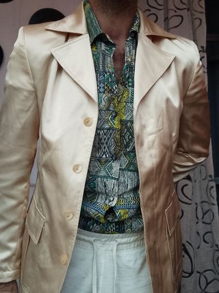 Giacca Blazer Vintage Raso Acetato oro conbipel 44