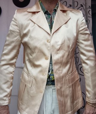 Giacca Blazer Vintage Raso Acetato oro conbipel 44