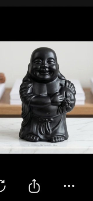 Buda de cerámica negro 35 cm