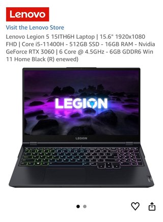 Lenovo Legion 5 RTX 3060 i5-11400H 16GB 512GB SSD