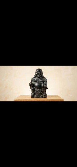 Buda de cerámica negro 35 cm