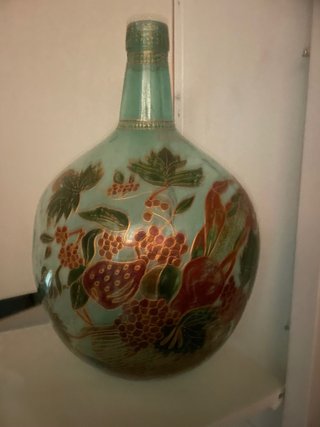 Jarra de cristal pintada a mano