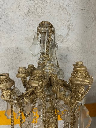 Candelabro Cordón Dorado Cristal Murano