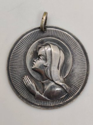 Medalla Virgen María Orando Plata