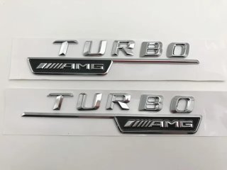 Emblema laterales AMG 4MATIC TURBO plata