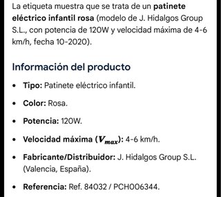 Patinete eléctrico 120w para niña